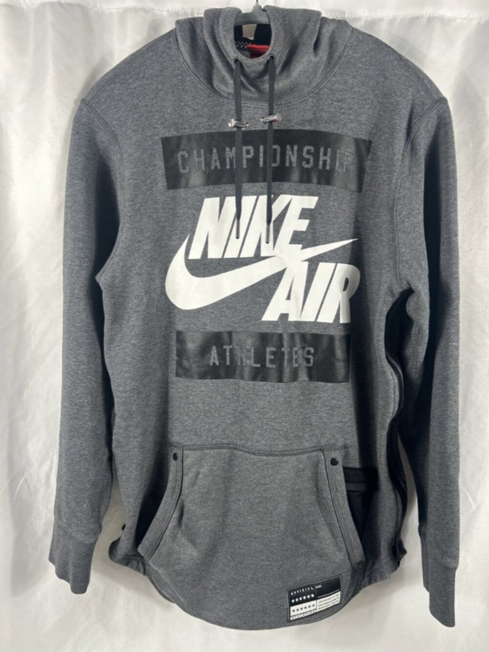 Nike Air Men's Championship Athletes Pullover Hoodie 802638-071 Gray Small